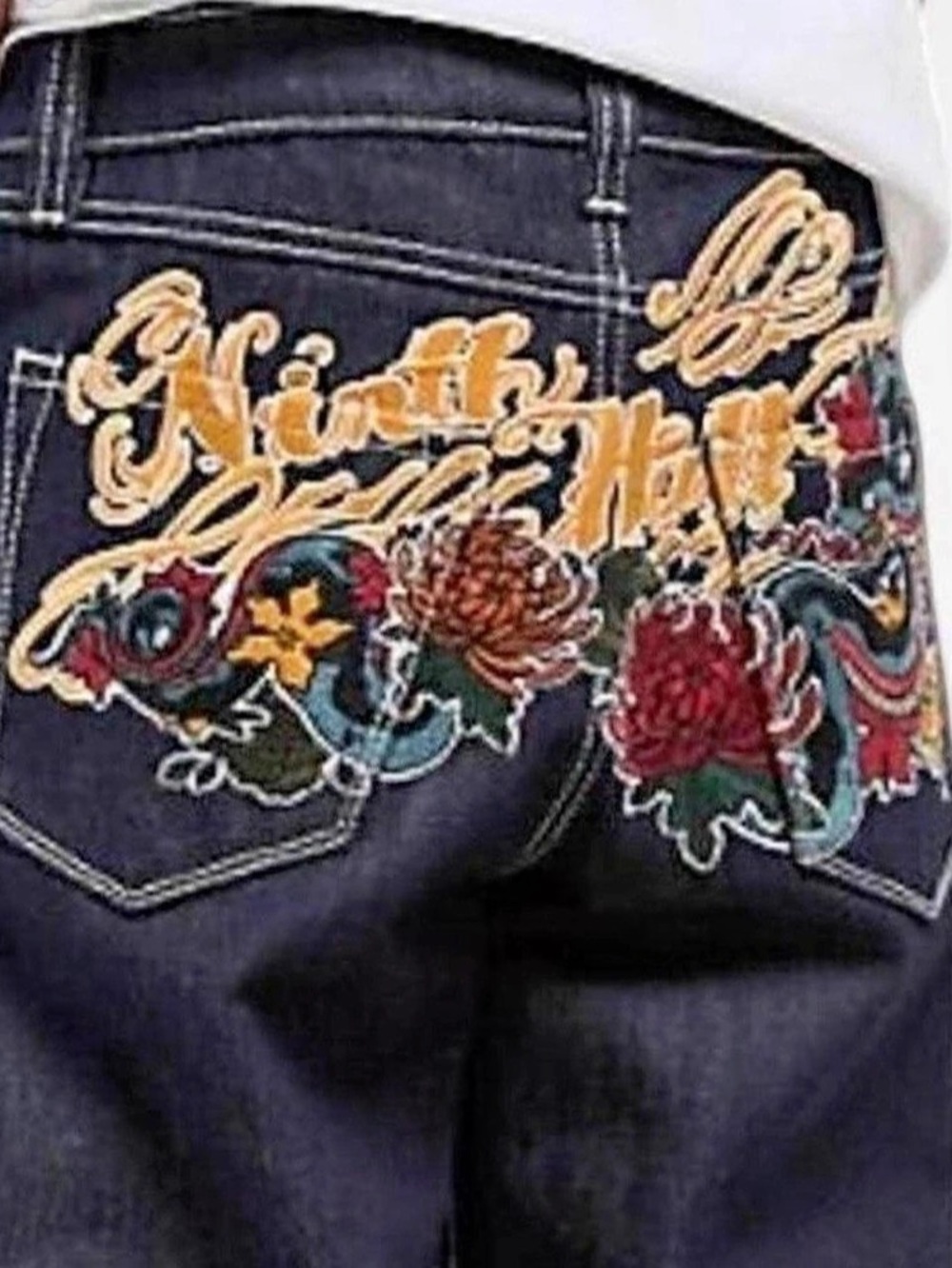 NEW WITH TAGS Ninth Hall Ambush Dragon Embroidered Jeans Men's Relaxed Fit Blue